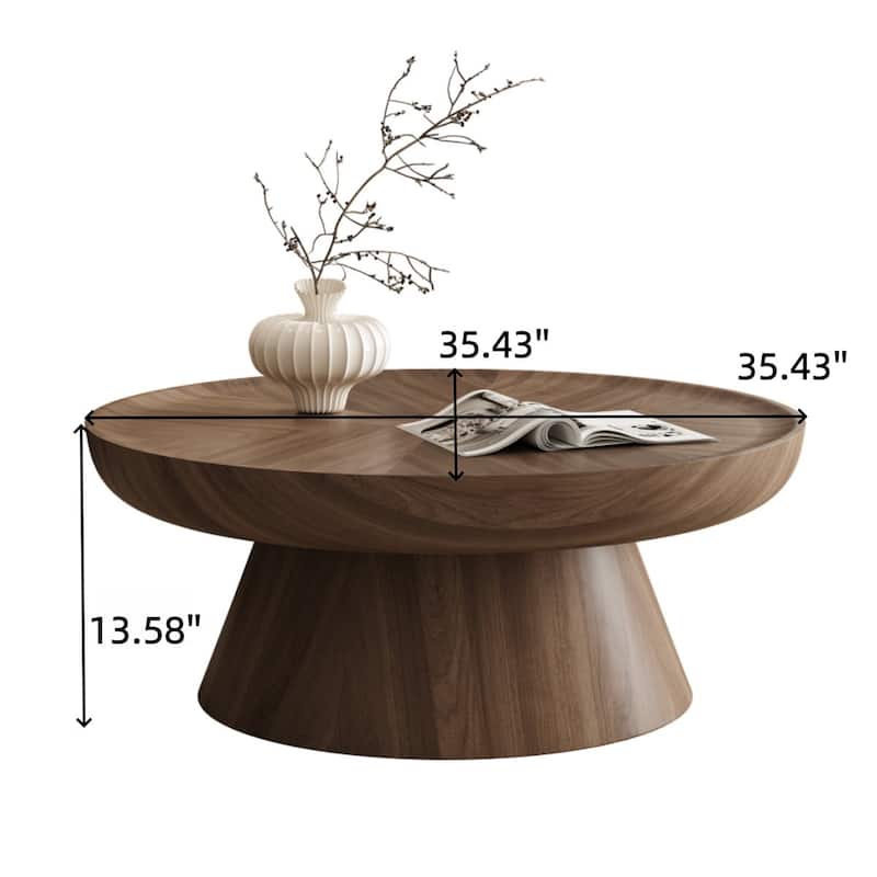Round Walnut Nesting Coffee Tables | 2-Piece Set & Single Table Options - Modern Stackable Accent Tables
