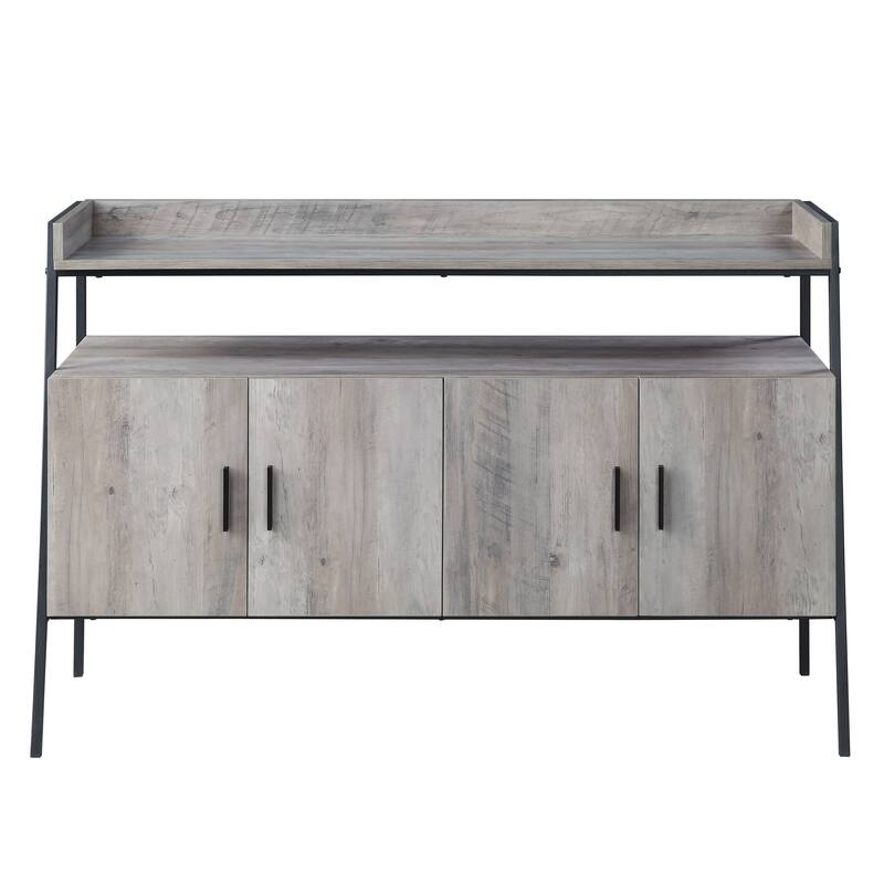 Oak 52" Industrial TV Stand with Shelf & Metal Legs
