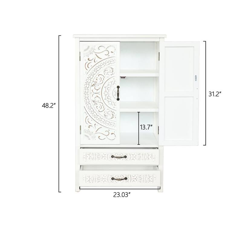 GDF Studio - Halden Tall Accent Storage Cabinet with Drawers and Double Doors