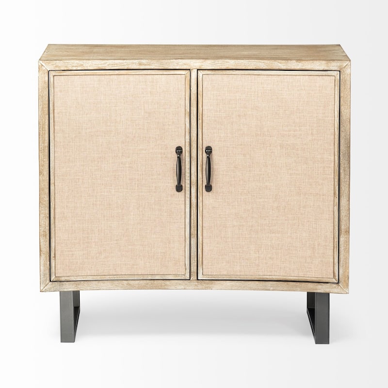 Bellefontaine Natural Fir Veneer & Fabric w/ Graphite Frame & 2 Doors Accent Cabinet