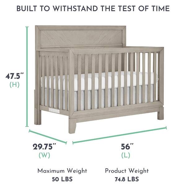 dimension image slide 1 of 2, Evolur Lourdes 5-in-1 Crib - Porcini