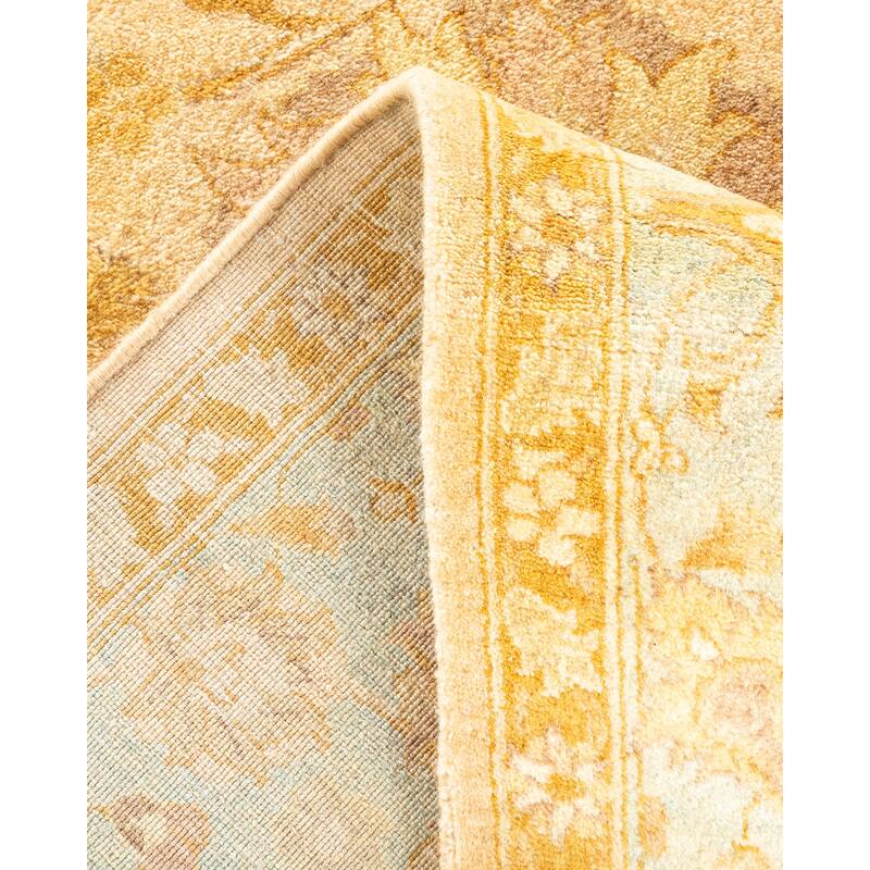 Overton Handknotted Wool Traditional Oriental Beige Area Rug - 6' x 9'