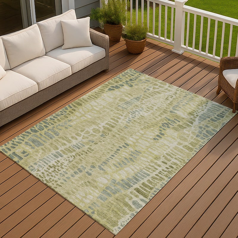 Machine Washable Indoor/ Outdoor Modern Imprints Chantille Rug - Aloe - 8' x 10'
