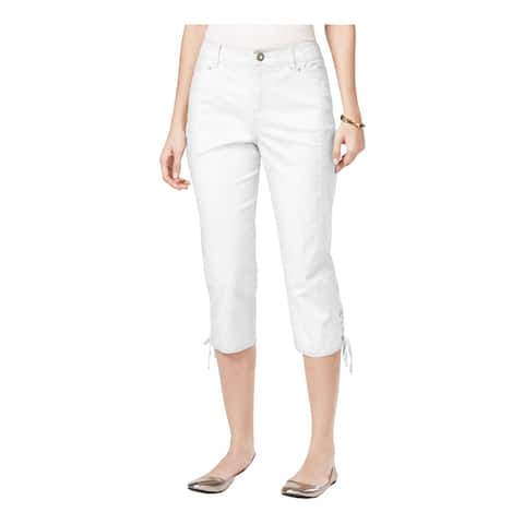Style & Co. Womens Tummy Control Casual Chino Pants, White, 18