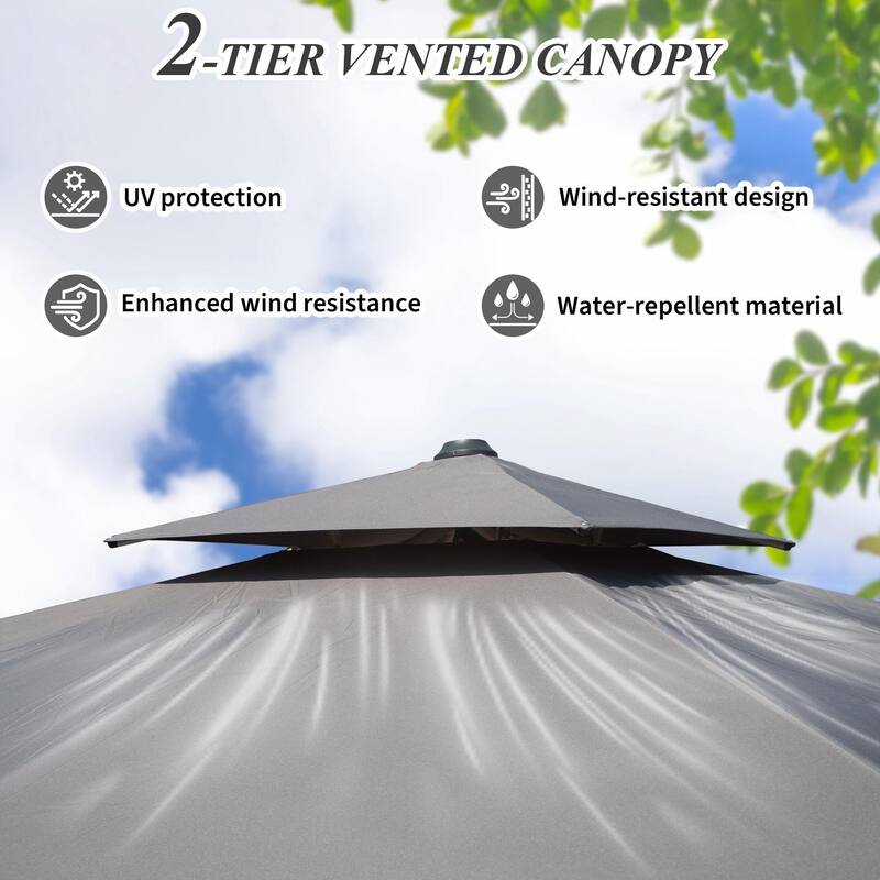 Aluminum Patio Umbrella - 360° Rotation, Hydraulic Lift