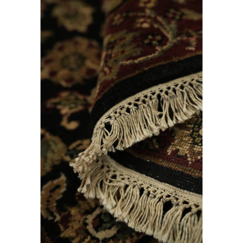 Hand Knotted Oriental 100% Wool Carpet Traditional All-Over Black Agra Runner Rug - 13' 1'' X 3' 0''