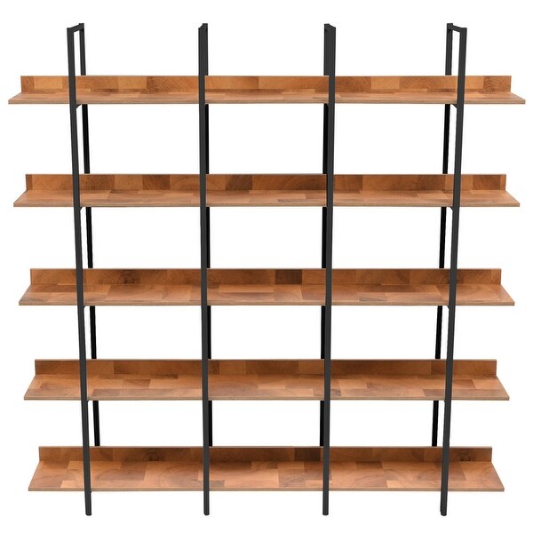 Industrial Style 5-Tier Cross Design Bookcase Home Office Open