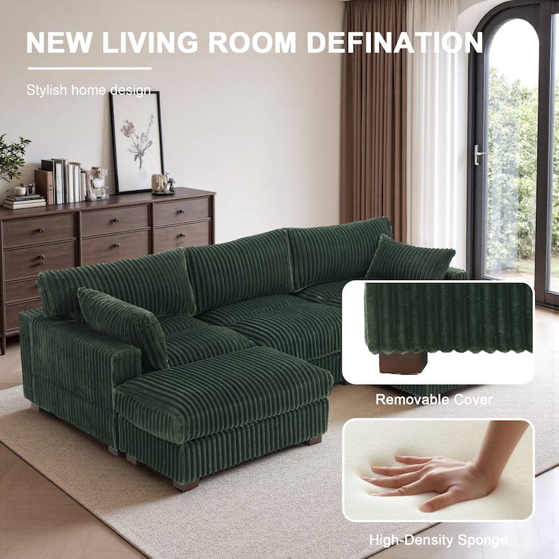Oversized U-shaped Plush Modular Sectional Sofa Set