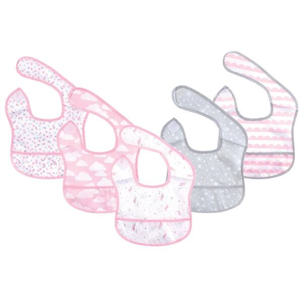 slide 1 of 1, Hudson Baby Infant Girl Waterproof Polyester Bibs 5pk, Magical Unicorn, Beginner - Magical Unicorn Beginner - Magical Unicorn