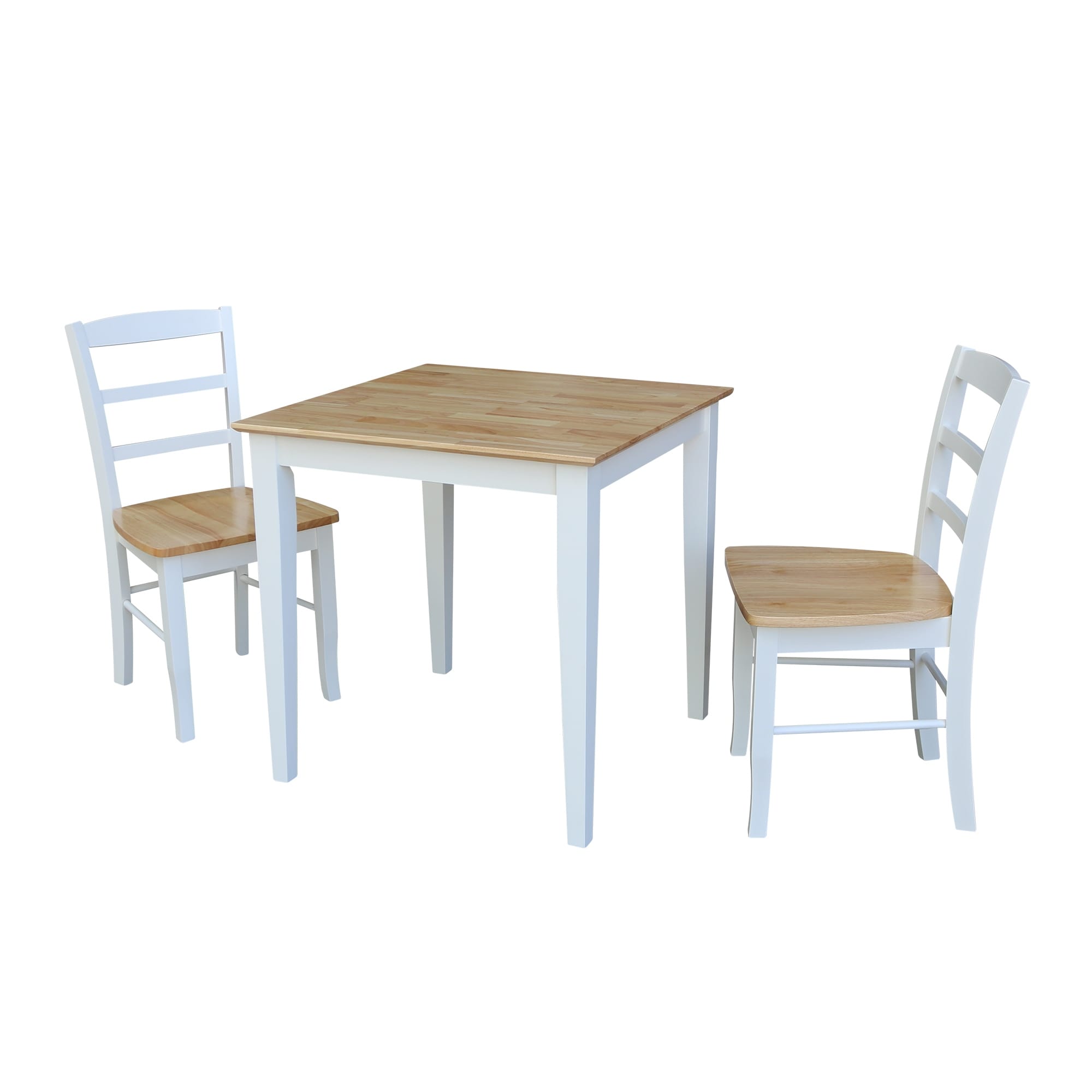 30-Inch Solid Wood Square 3-piece Dining Set - White/Natural