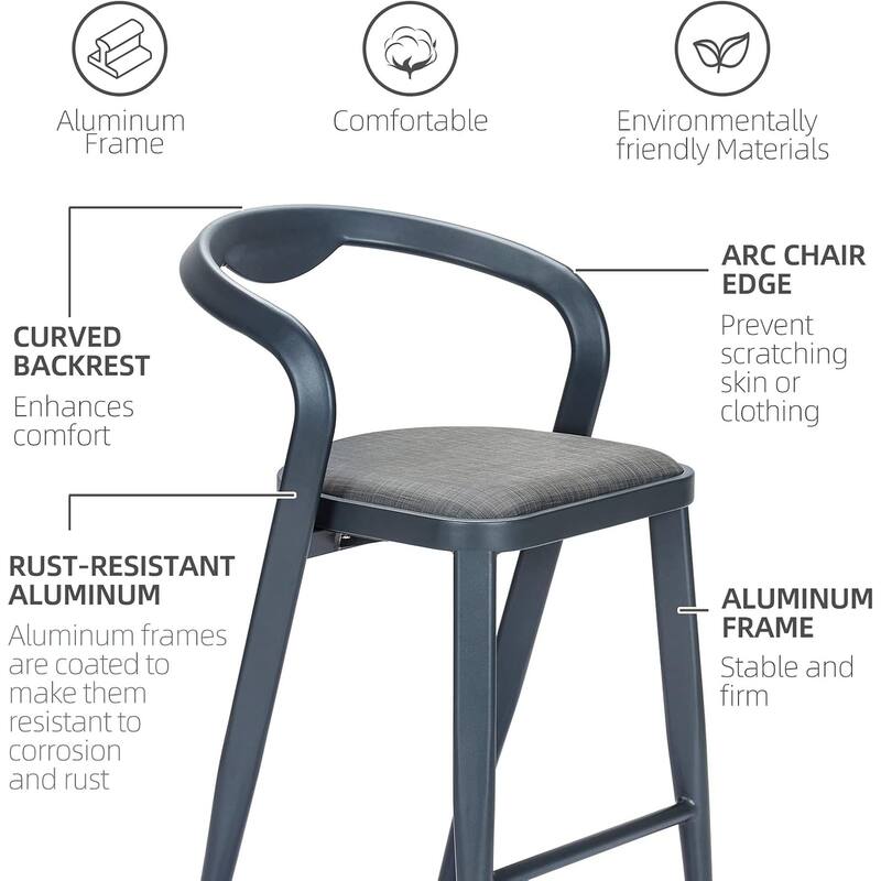 Outdoor Counter Height Bar Stools Set of 2, Comfortable Chairs for Indoor and Outdoor Use