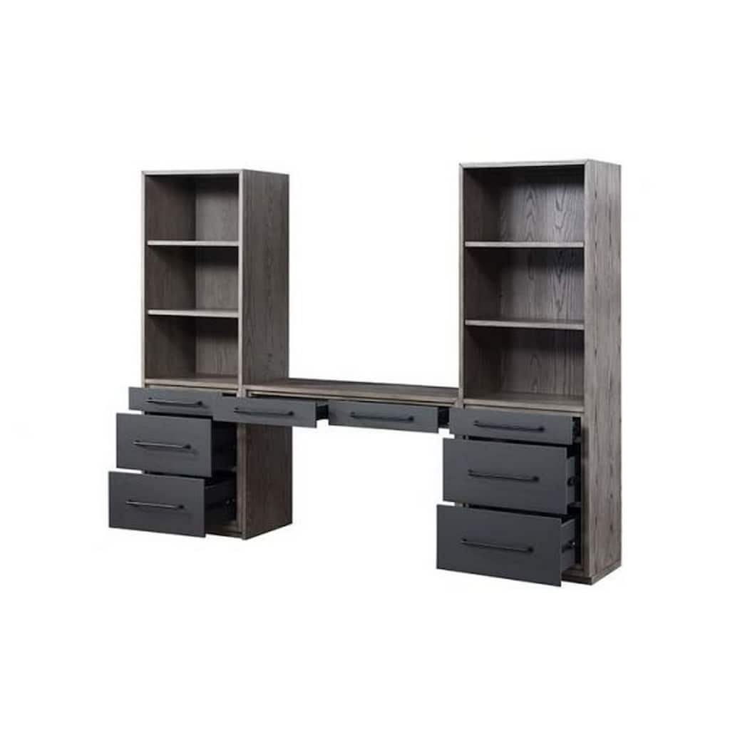 Writing Desk with 2 Drawers and Panel Base, Gray