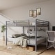 preview thumbnail 1 of 20, Heavy Duty Metal Bunk Bed, Built-In Ladder, Safety Rails, No Boxspring Grey
