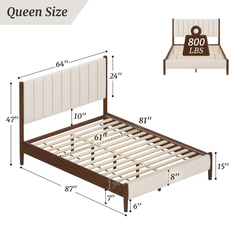 The Modern And Simple Solid Wood Bed In A Deep Walnut Tone Is Stable And Load-Bearing