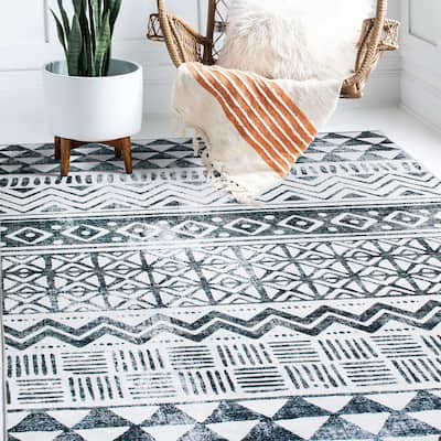World Rug Gallery Bohemian Geometric Machine Washable Area Rug