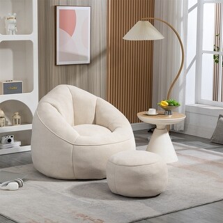 Bean Bag Chair Modern Extra Large Round With Footrest For Living