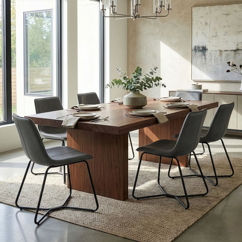 Set of 2 Amery Iron Frame Vintage Grey Faux Leather Dining Chair