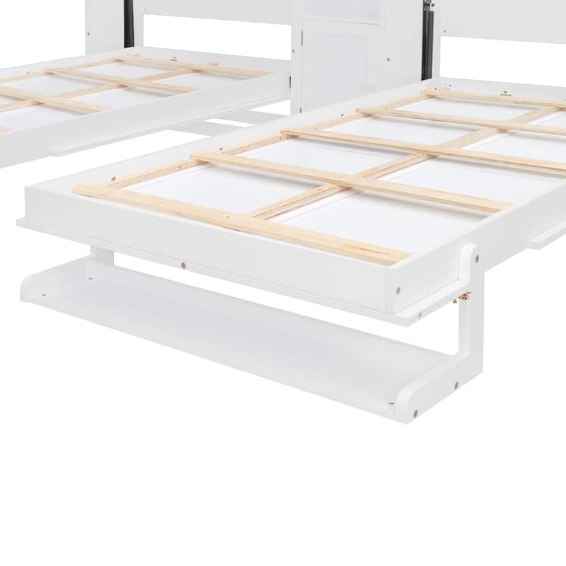 Roomfitters Twin Wall Murphy Bed System with Center Storage Shelves, Convertible Fold Down Sleeper Cabinet