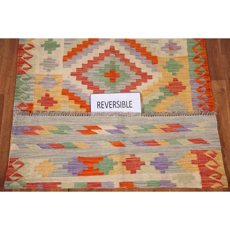 Southwestern Kilim Area Rug Hand-Woven Wool Oriental Carpet - 3'3"x 5'0"
