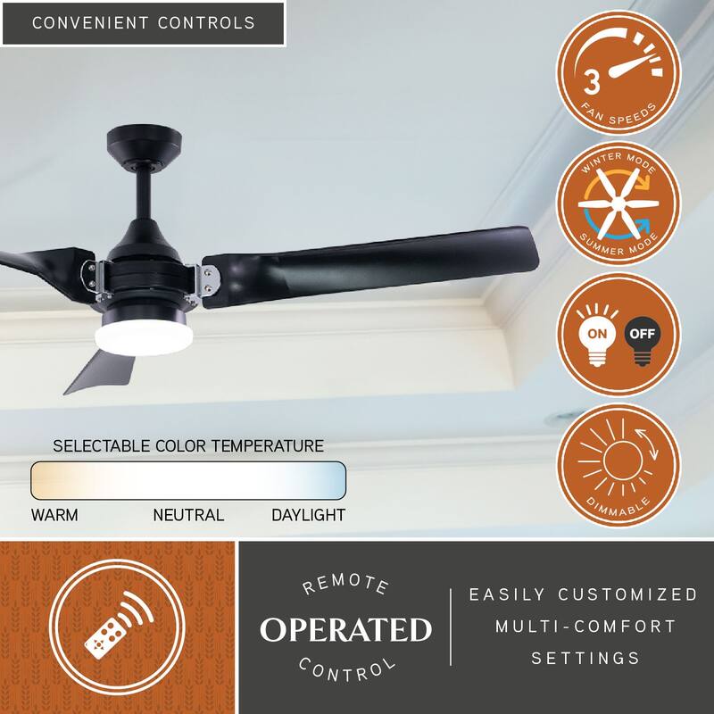 Austin 52 in. Black and Chrome Industrial Outdoor Ceiling Fan with Light Kit and Remote - 52-in. W x 15-in. H x 52-in. D
