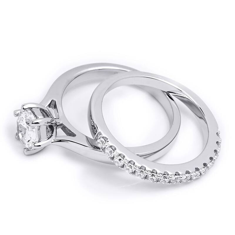 Sterling Silver Round Cut 1.5 Carat Bridal Anniversary Ring Set