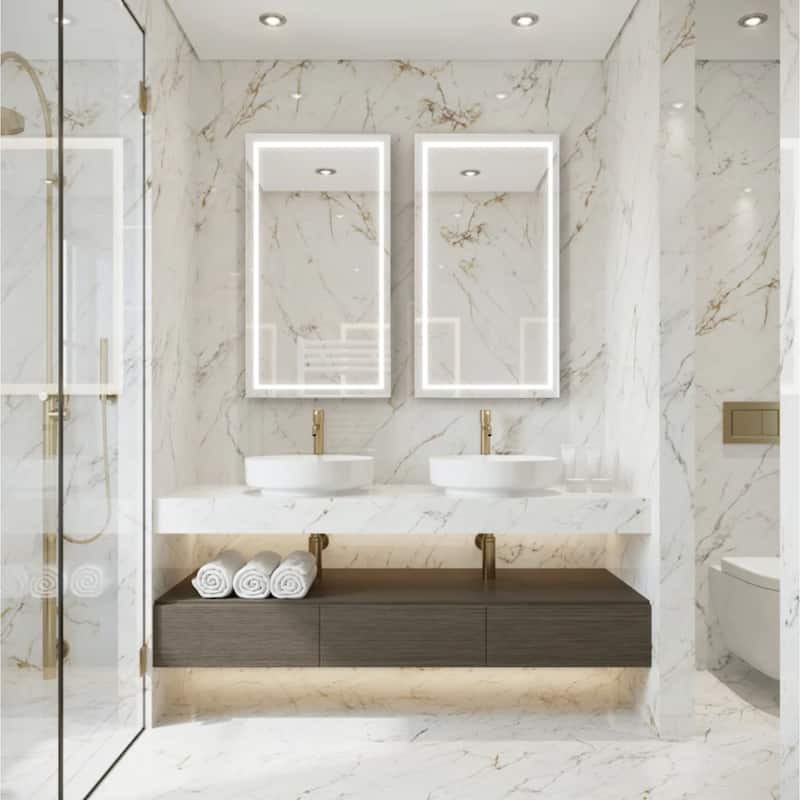 Modern Mirrors Aura Bathroom Mirror with LED Lights and Dimmer Switch