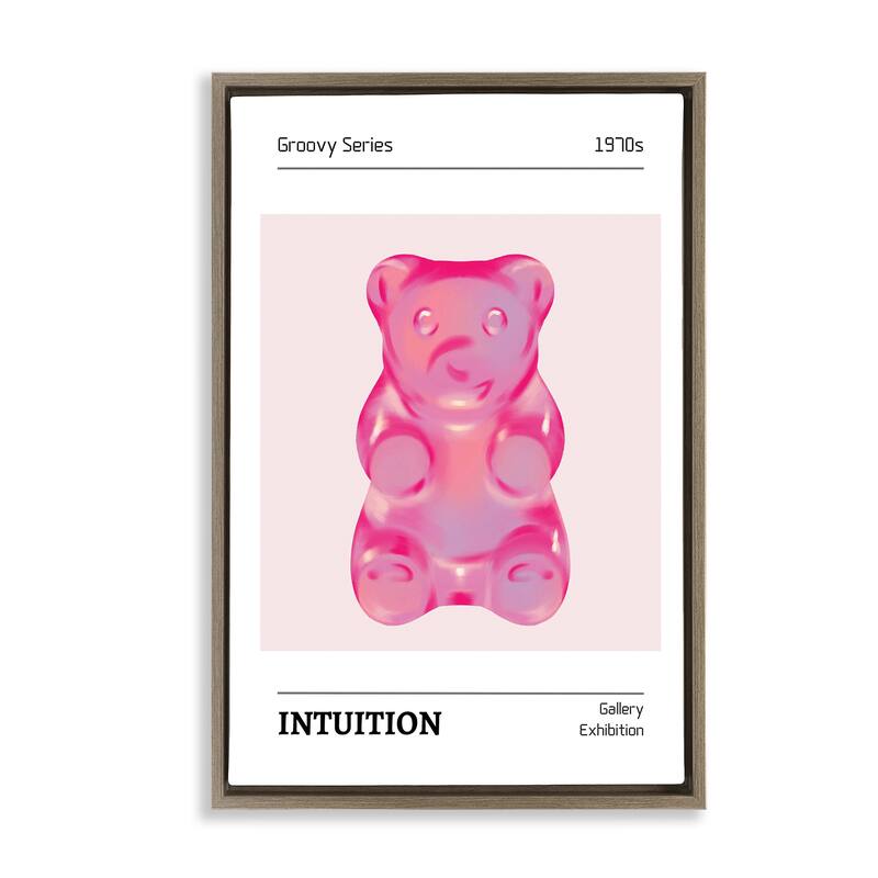Stupell Intuition Phrase Candy Bear Framed Floater Canvas Wall Art Design By LSR Design Studio - 17 x 25 - Brown
