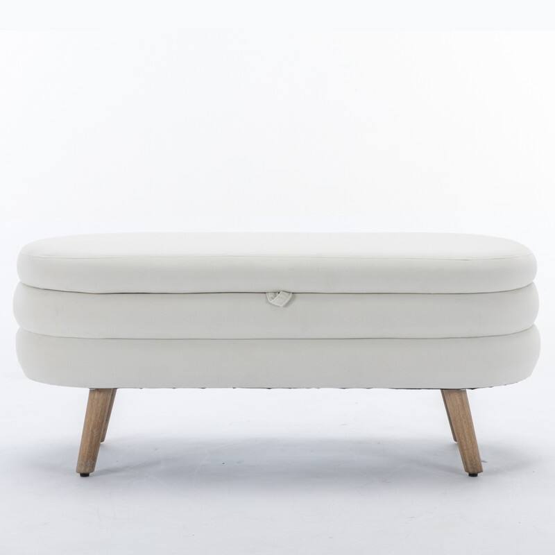 44.88" Seat Widths Soft Velvet Storage Ottoman Footrest Stool