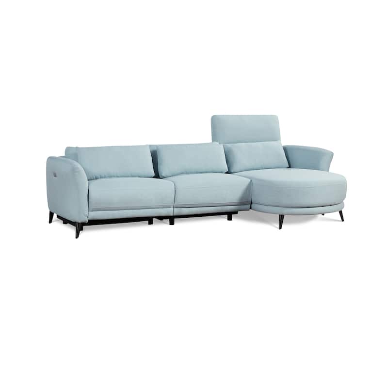 Wells Right-Arm Light Blue Chaise Lounge Sectional Sofa