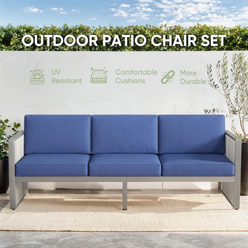 Pocassy 7-Piece Outdoor Sofa Swivel Chair with Ottoman