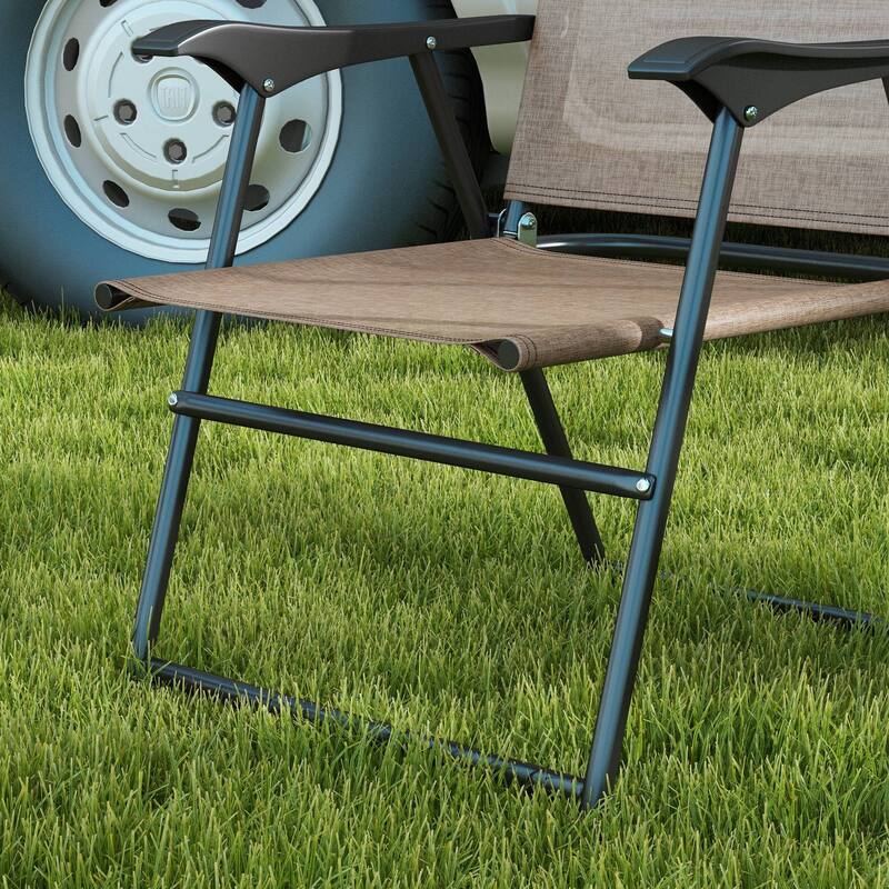Outsunny Folding Patio Chairs, Set of 4 Camping Chairs with Armrests