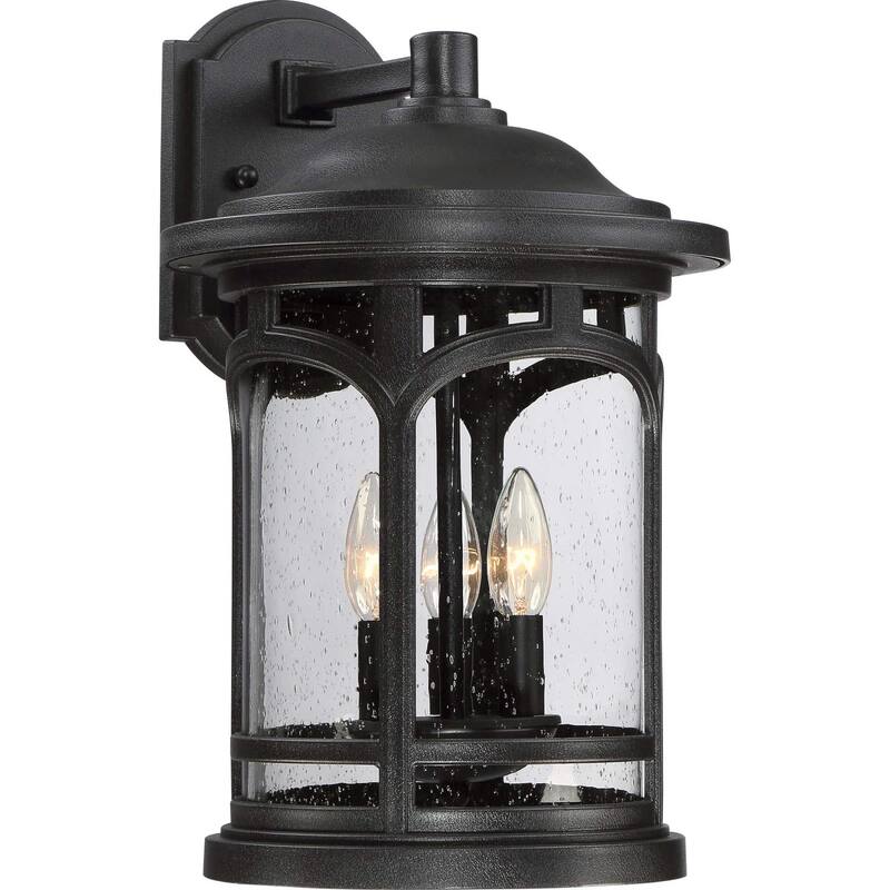 Roseto Clinton 3 Light 17-3/4" Tall Outdoor Wall Sconce with a Glass - Mystic Black