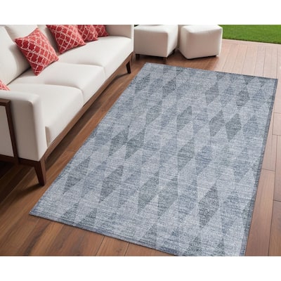 Altolo Modern Geometric Weather Resistant Blended Style Outdoor Rug