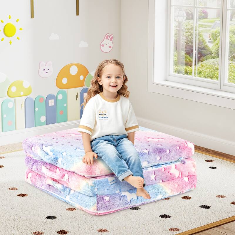 Gymax Foldable Floor Mattress for Kids Glow in the Dark Toddler Nap