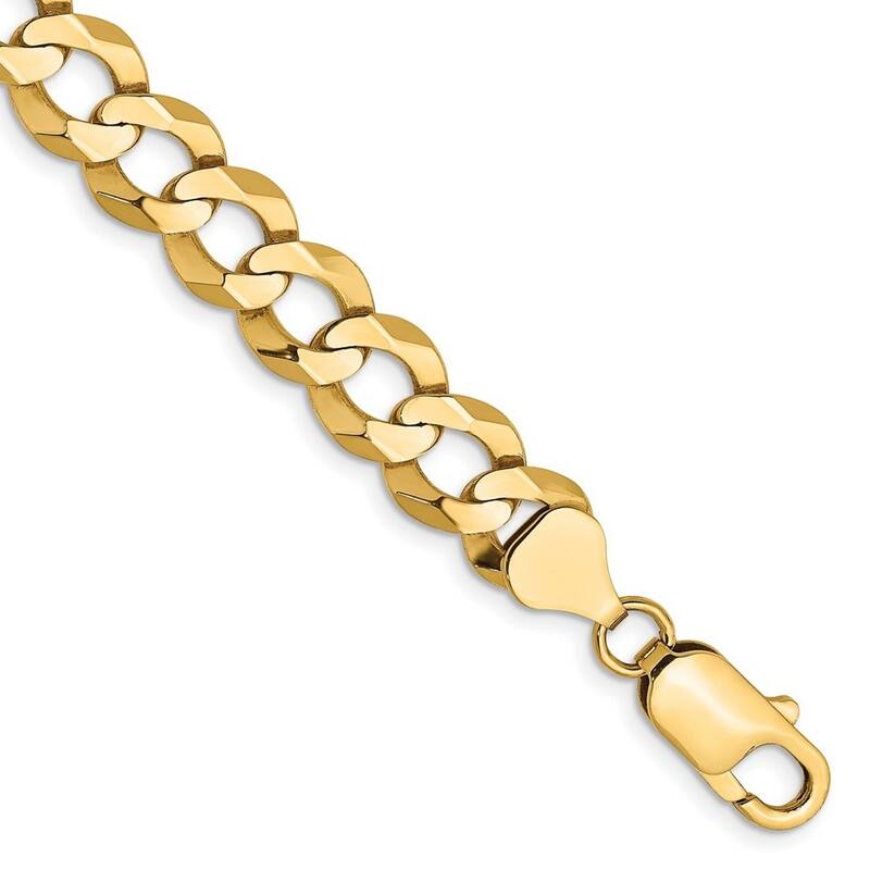 Curata 14k 8.3mm Solid Polished Light Flat Miami Curb Chain Bracelet