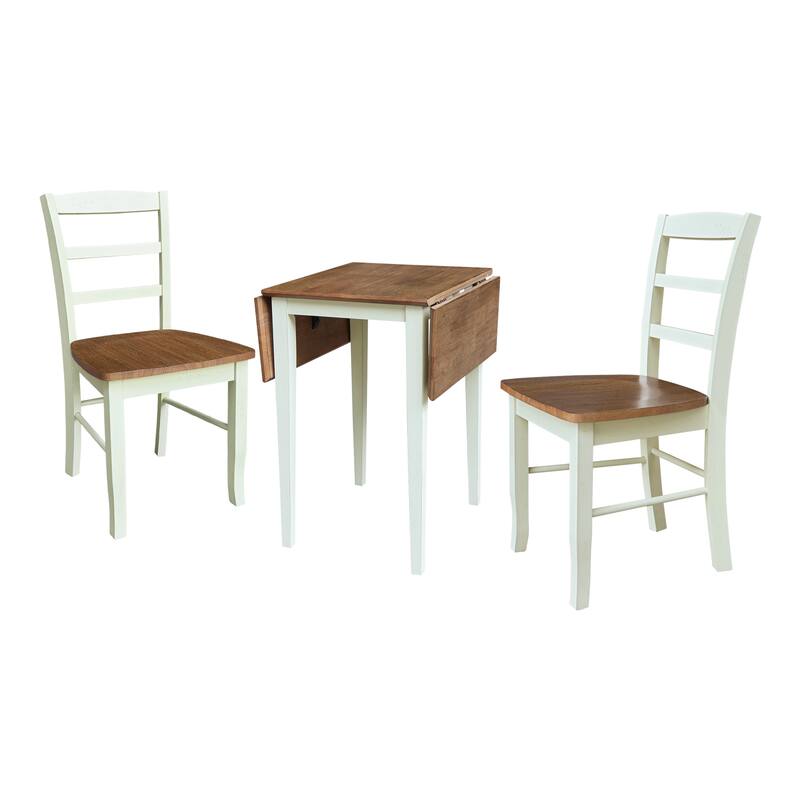 Small Dual Drop Leaf Dining Table with 2 Madrid LadderBack Chairs - 3 Piece Dining Set