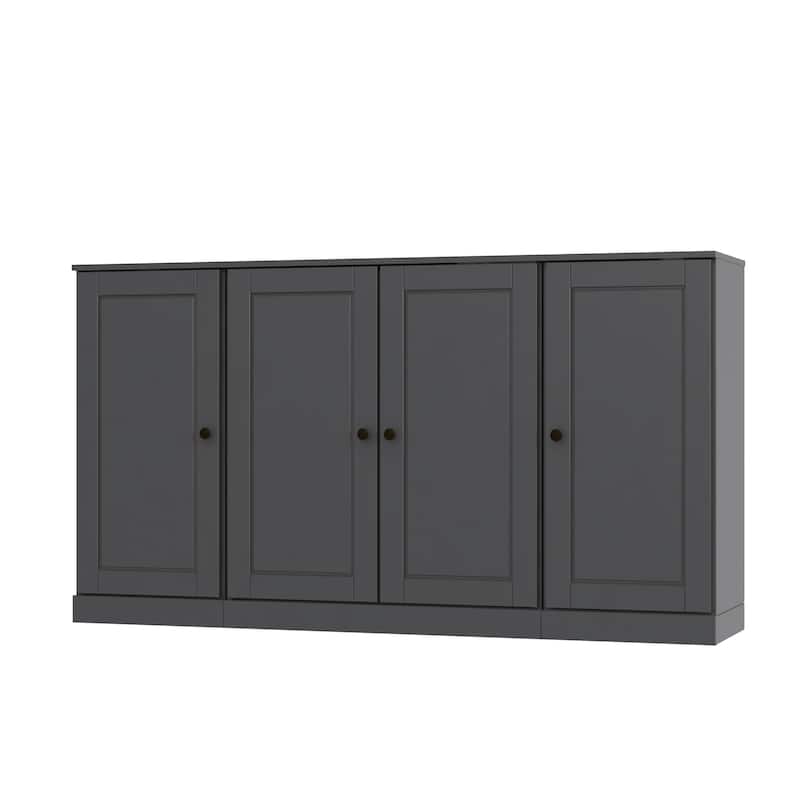 100% Solid Wood 65" Sideboard with Clear, Frosted Glass or Solid Wood Doors by Palace Imports