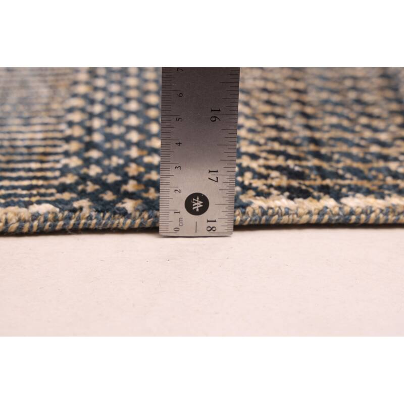 ECARPETGALLERY Hand-knotted Finest Silk Shadow Dark Navy, Ivory Viscose, Wool Rug - 6'1 x 9'2