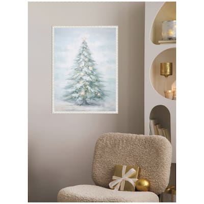 Kate and Laurel Sylvie Beaded Coastal Pastel Tree Framed Canvas by The Creative Bunch Studio