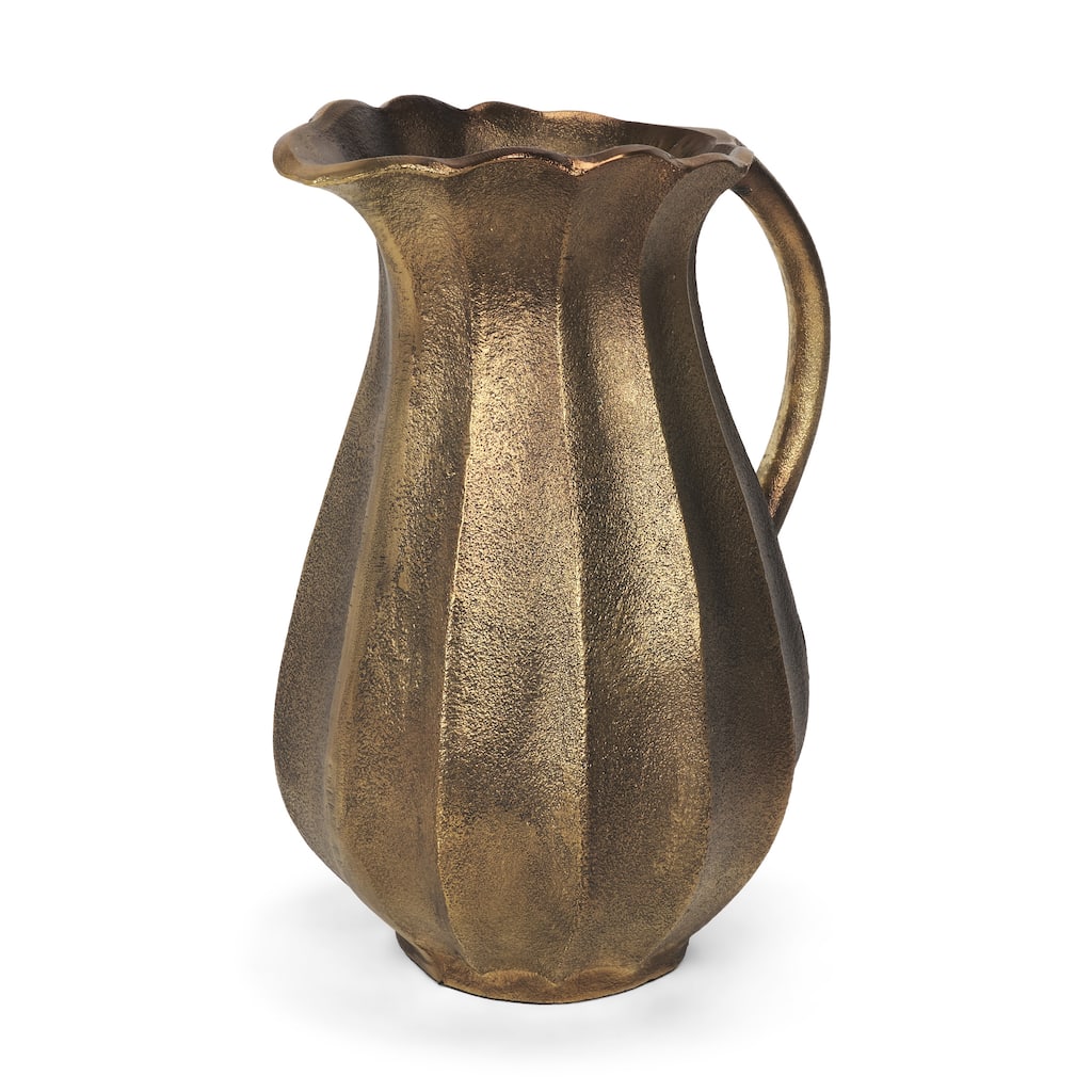 Anya Antiqued Brass Scalloped Petal Cast Metal Jug