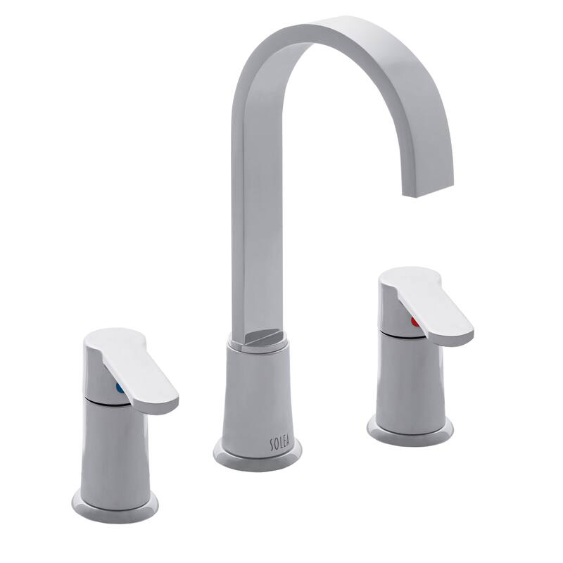 SAFAVIEH Solea Cara Stainless Steel Widespread Dual Handle Bathroom Faucet - 14.9" x 5.7" x 10" - 15Wx6Dx10H