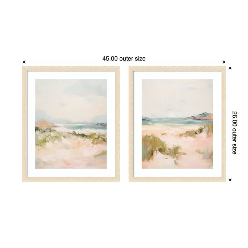 Kate and Laurel Tranquil Landscape 2 Piece Framed Wall Art Print Set by Amy Lighthall