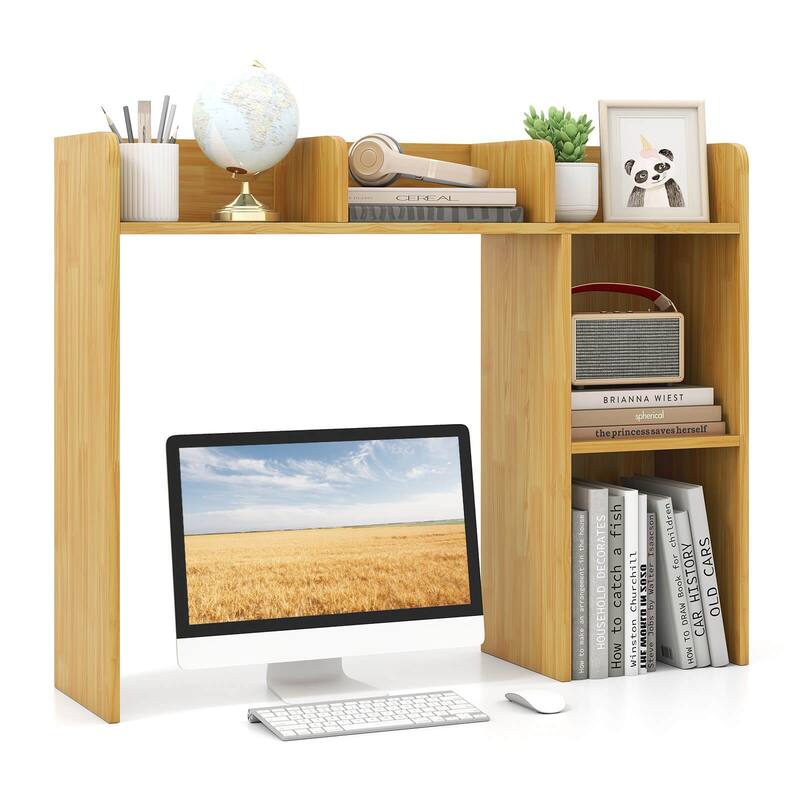 Costway Desk Bookshelf Desktop Storage Organizer Display Shelf Rack - Beige