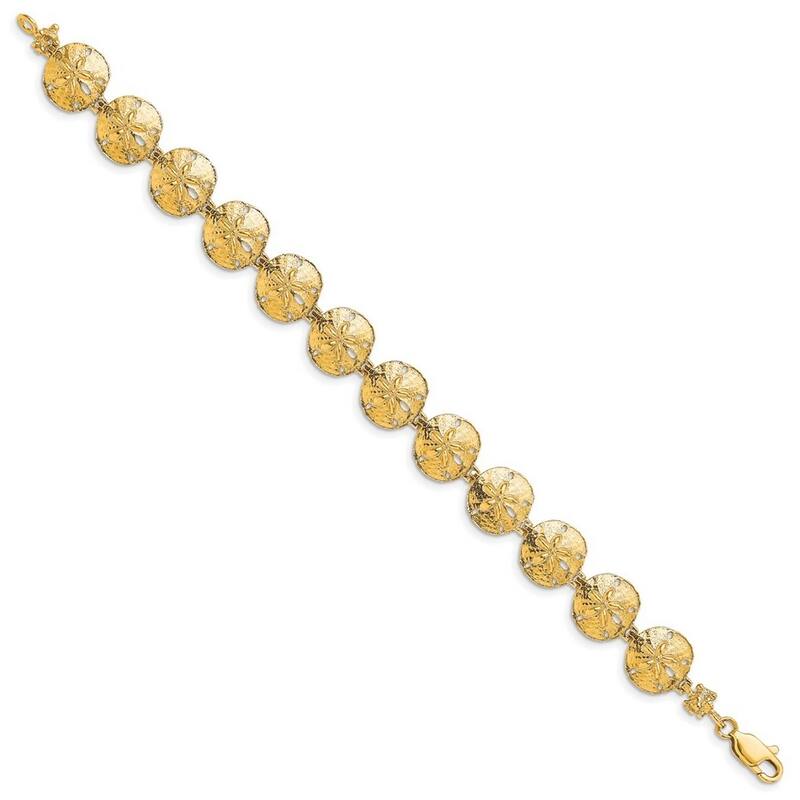 Curata 14k Gold Sand Dollar High Polish Bracelet 7 Inch