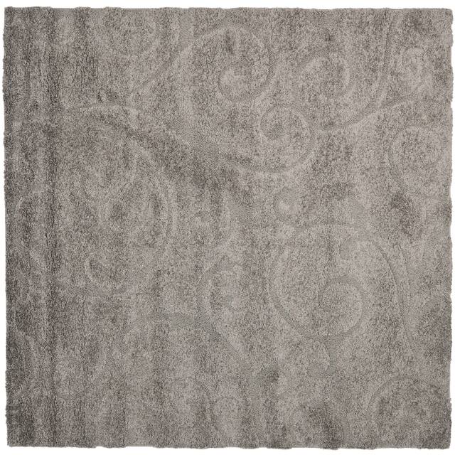SAFAVIEH Florida Shag Shahin Scroll 1.2-inch Thick Textured Rug - 9' x 9' Square - Grey