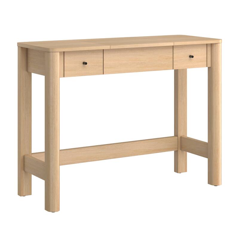 Walker Edison Modern Vanity with LED Light and Drawer Storage - Coastal Oak