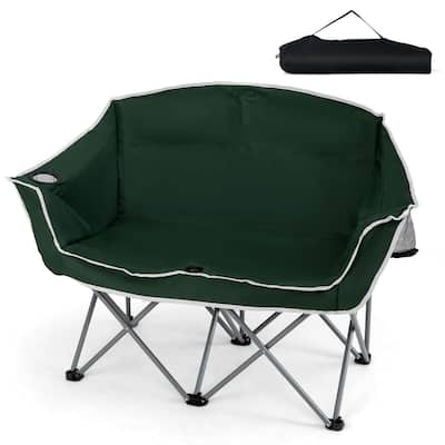 Costway Double Duo Camping Chair with Armrests Cup Holders Carry Bag