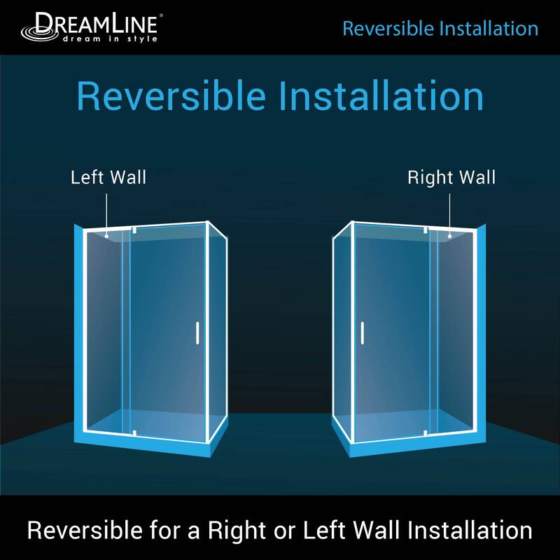Flex 34 1/2 in. D x 38-42 in. W x 72 in H Semi-Frameless Pivot Shower Enclosure