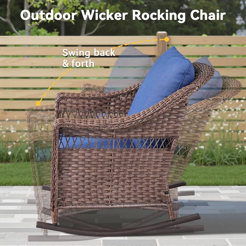 Pocassy 9 Piece Sofa Glider Chair Rocker Chair with Ottoman