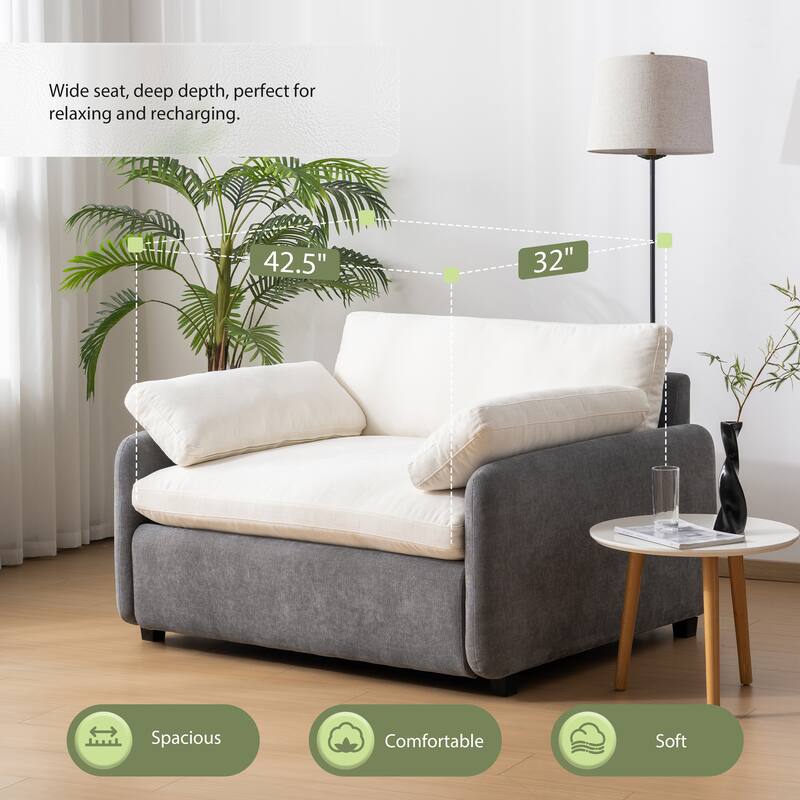 50" Oversized Chenille Upholstered Single Sofa Chair